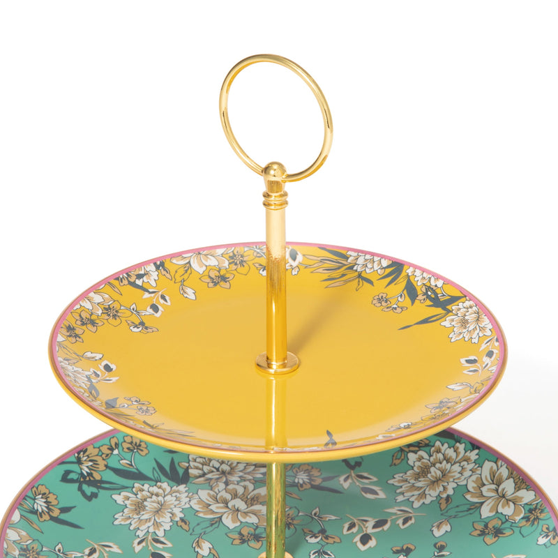 CHINOISERIE STAND 2 TIER  YELLOW