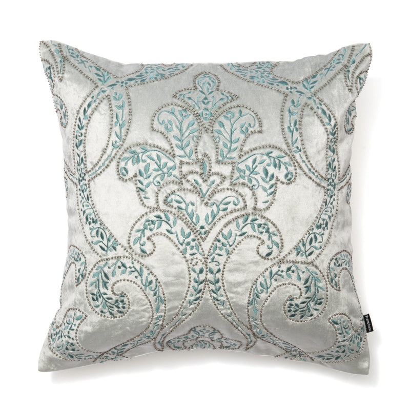 EMB BEADS ORNAMENT CUSHION COVER 450 x 450 BLUE
