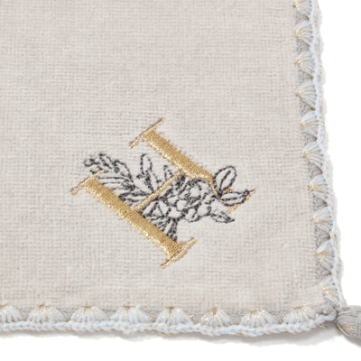 INITIAL HANDKERCHIEF TOWEL FLOWER H  LIGHANDKERCHIEF TOWEL GRAY