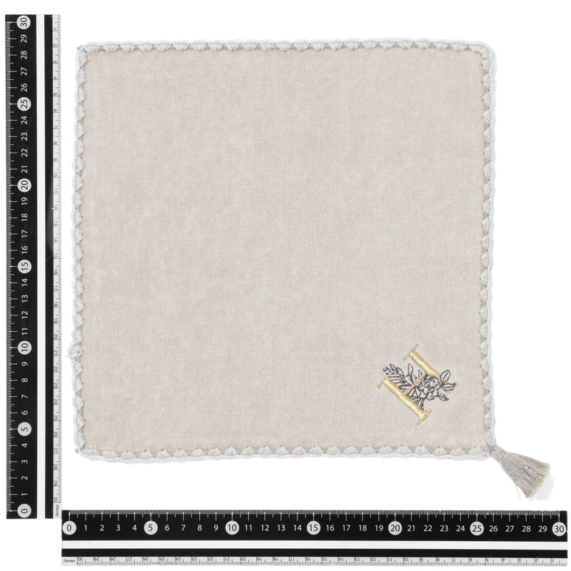 INITIAL HANDKERCHIEF TOWEL FLOWER H  LIGHANDKERCHIEF TOWEL GRAY