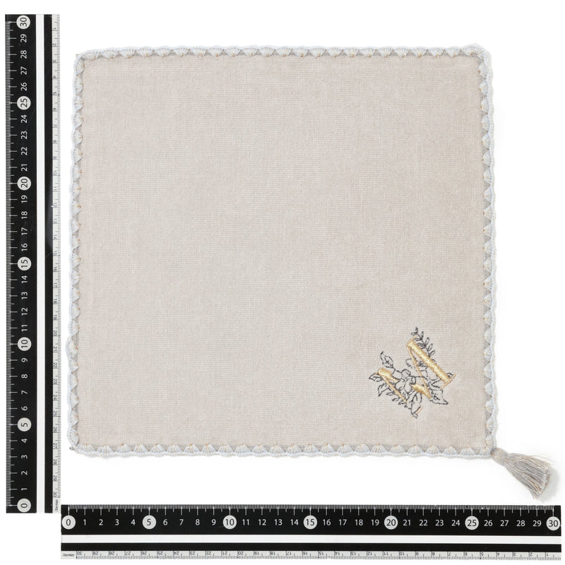 INITIAL HANDKERCHIEF TOWEL FLOWER M  LIGHANDKERCHIEF TOWEL GRAY