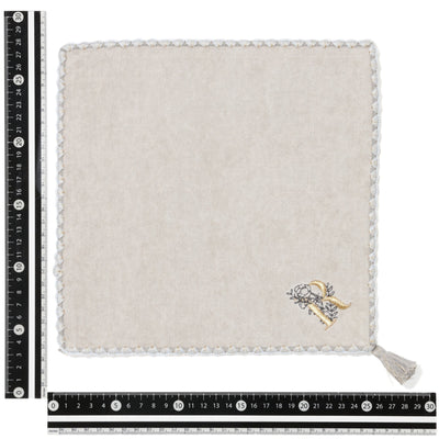 INITIAL HANDKERCHIEF TOWEL FLOWER R  LIGHANDKERCHIEF TOWEL GRAY