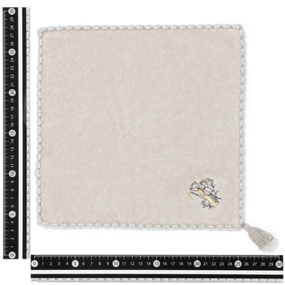 INITIAL HANDKERCHIEF TOWEL FLOWER T  LIGHT GRAY