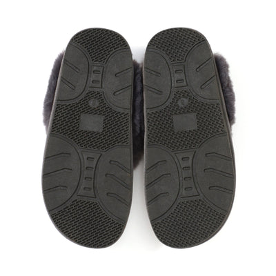 SUEDE ECO FUR ROOM SHOES GRAY
