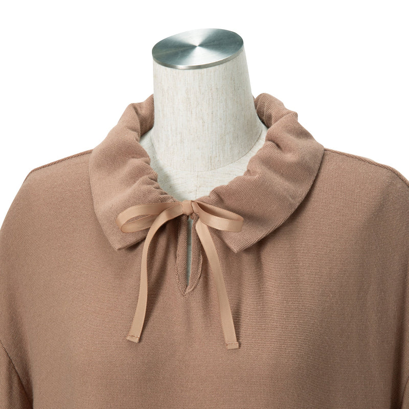 RUFFLE COLLAR KNIT PAJAMA BROWN