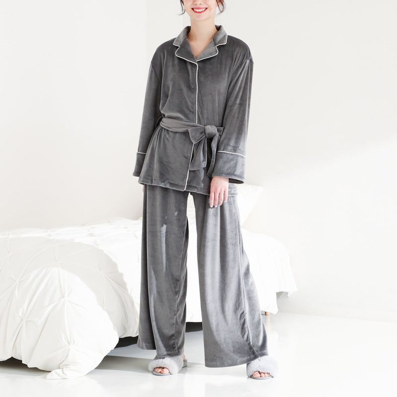 STRETCH VELOUR PAJAMA  DARK GRAY