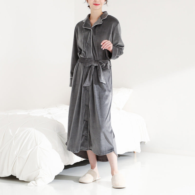 STRETCH VELOUR ONE PIECE  DARK GRAY