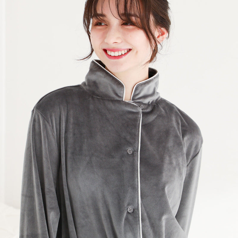 STRETCH VELOUR ONE PIECE  DARK GRAY