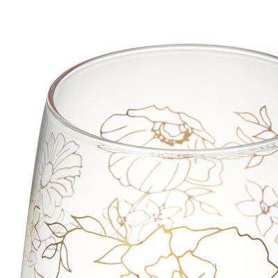 FLOWER&LEAF 圖案酒杯 灰色