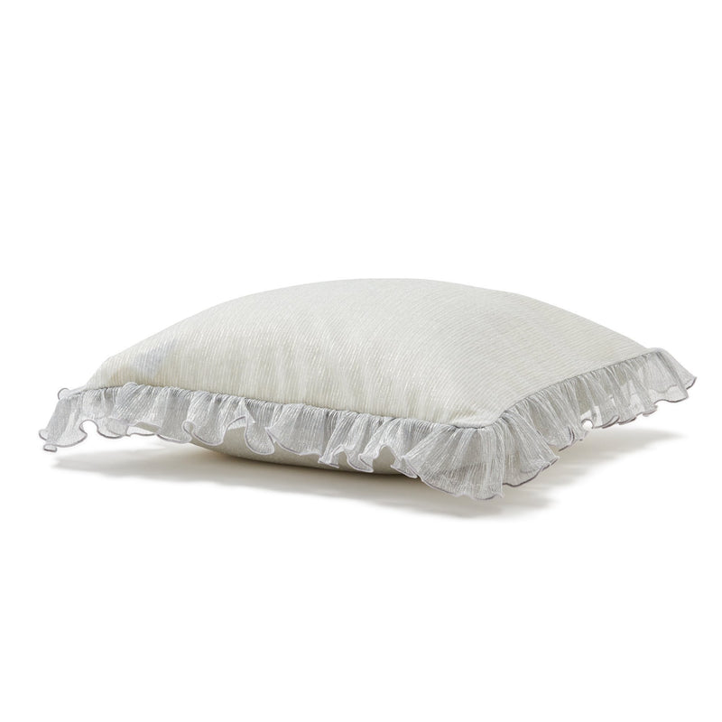 溫馨日式家庭摺邊細銀條抱枕套 45x45 cm 銀色