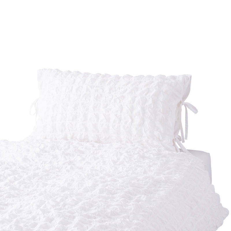 SEERSUCKER CHECK枕套 500 x 700 白色