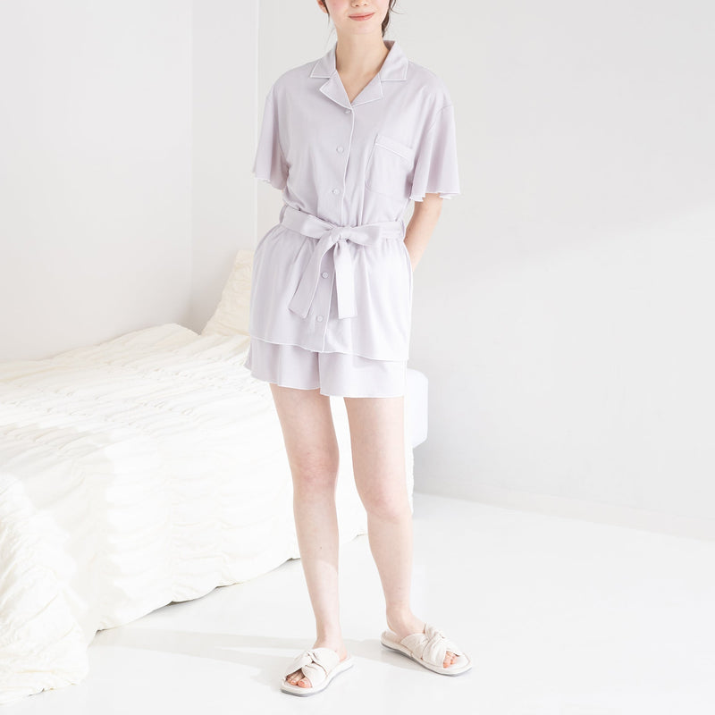 冰感 RAYON MIX 短袖和短褲睡衣 淺灰色