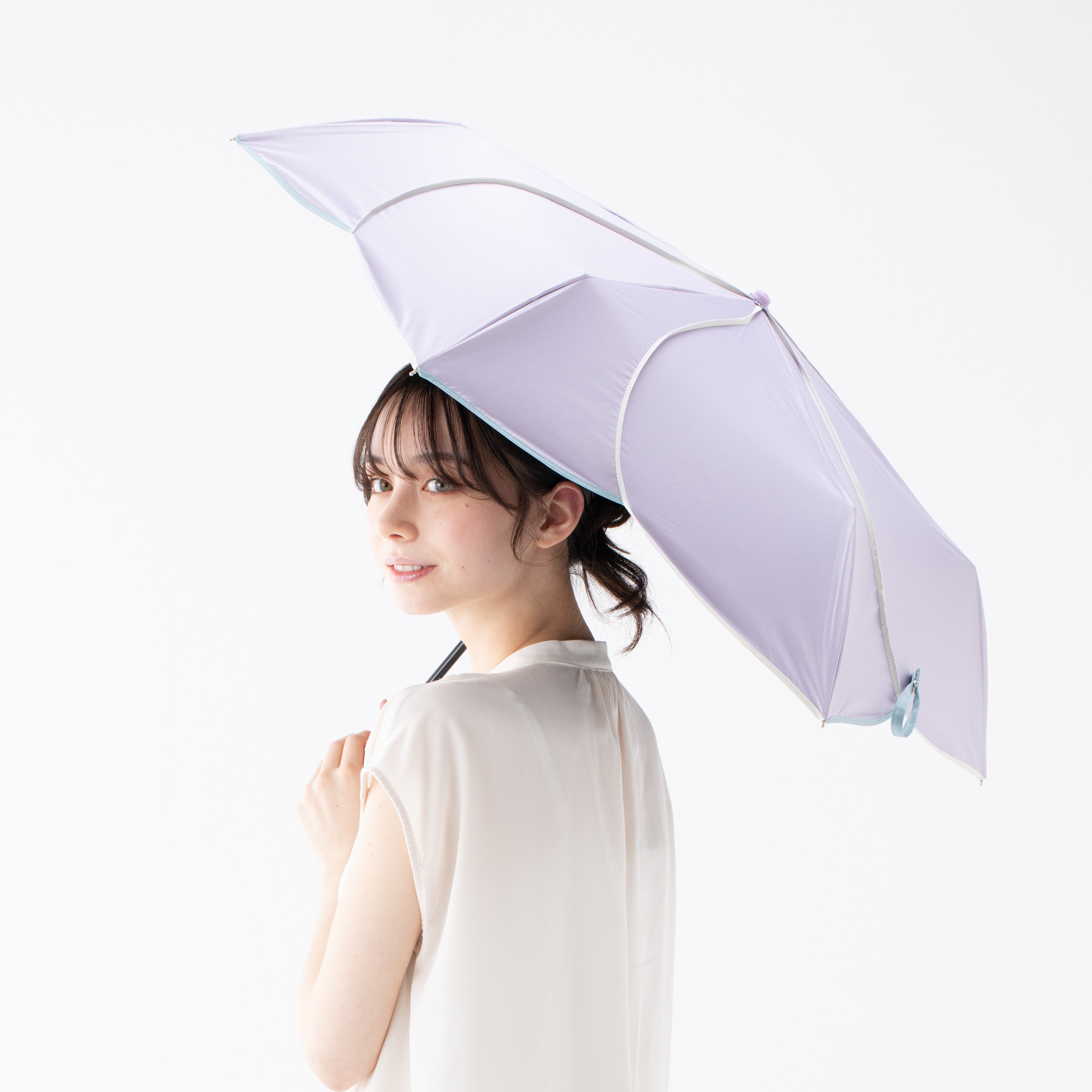 BICOLOR 雙色摺疊晴雨傘 47cm 紫色