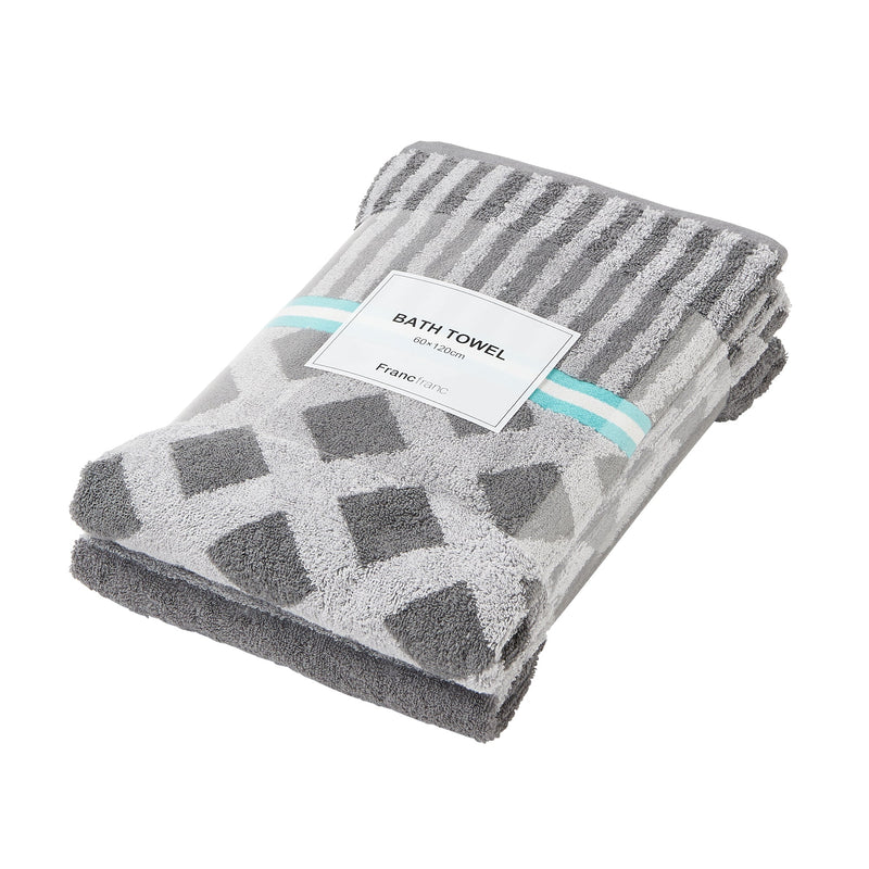 SERENO BATH TOWEL 2PSET LATTICE DARK GRAY