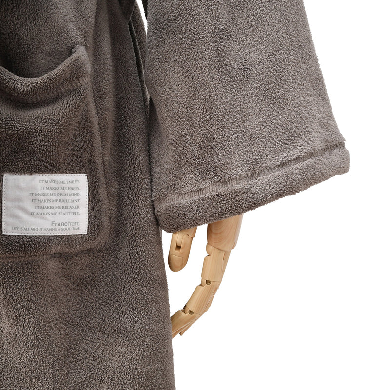 QUICK DRY BATH ROBE GRAY X BROWN