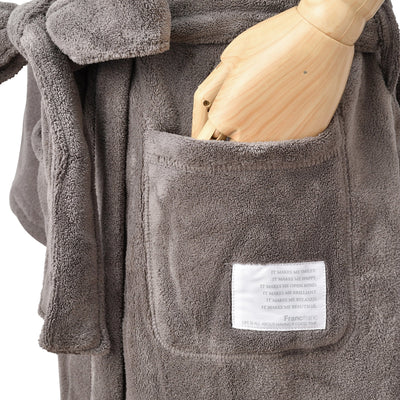 QUICK DRY BATH ROBE GRAY X BROWN